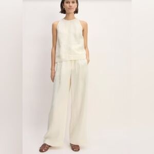 NWT Everlane Linen Way-High Drape Pants in Bone, Size 10